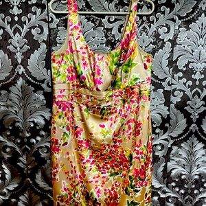 Women floral dress cream with pink/green flowers